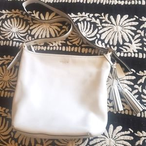 Coach Legacy Duffle WHITE LEATHER Tassel Bag Crossbody Large 19889